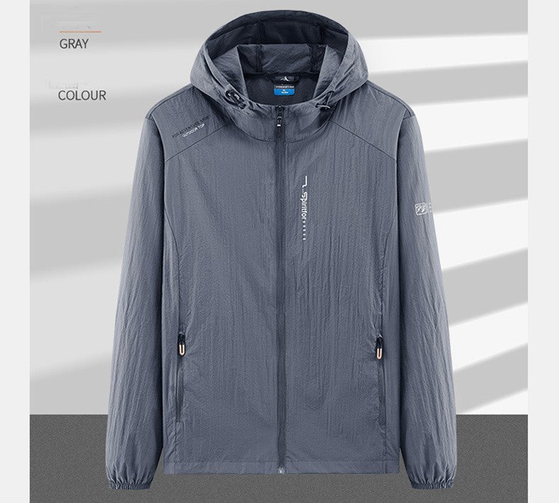 Summer Outdoor Quick Dry Sun-Protective Thin Jacket Men Hiking Fishing Cycling Hooded Gym Sport Windbreaker Ultra Light Coats