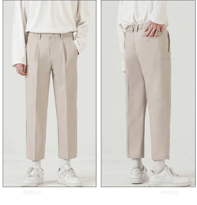 Brand Clothing Smooth Suit Pants Men Business Thin Formal Ankle Length Work Pant Korean Casual Long Trousers Male Oversized 40