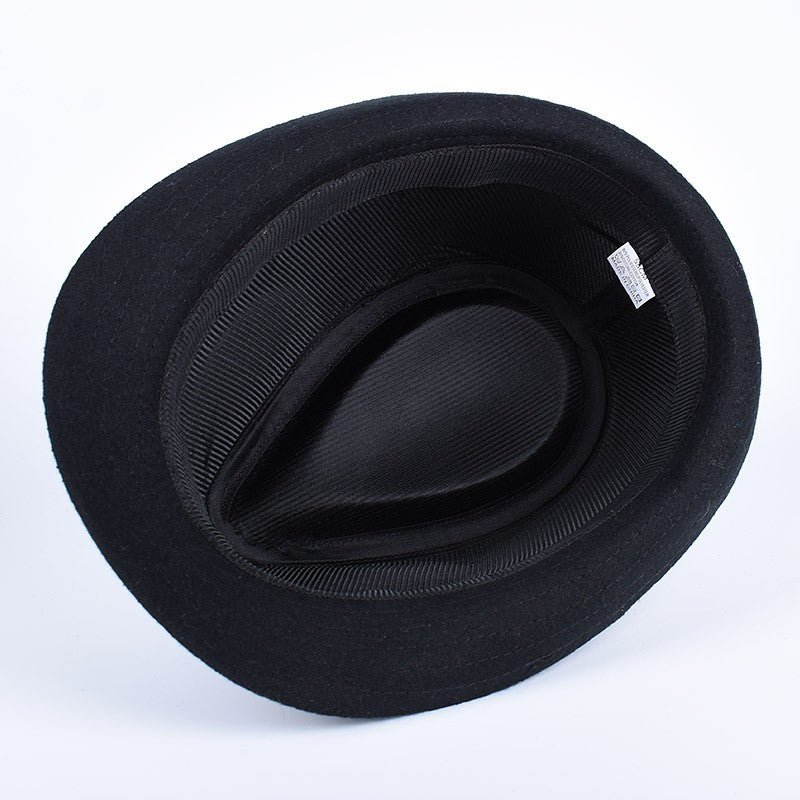 Classic Fedora Men's Hats 2025 Casual Short Sleeve Trilby Top Hat French England Elegant Ribbon Jazz Cap Fedoras Black Felt Hat