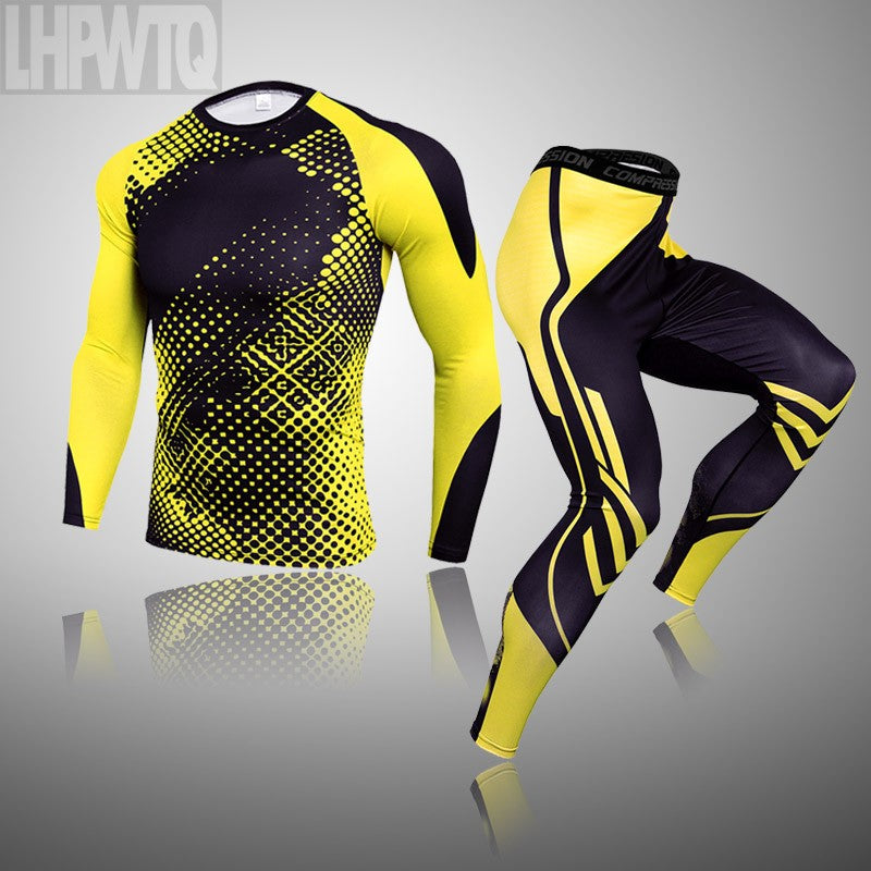 Men Compression Jogging suit Winter Thermal underwear Sports Suits Warm Men's Tr