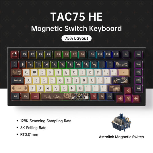 Teclado Gamer AKKO TAC75 HE com Switches Magnéticos 75% Rapid Trigger 0.005mm 8K RGB com Fio Teclado Personalizado para Esports