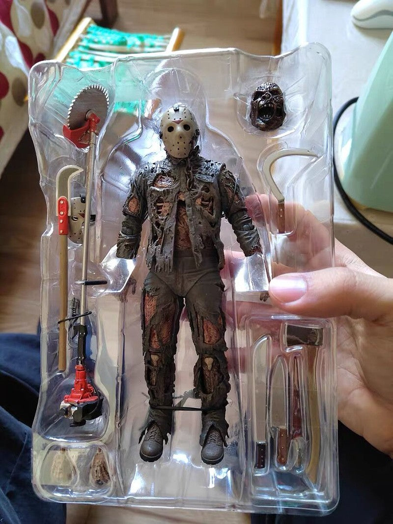 Original NECA Michael Myers Figure Ultimate Jason Voorhees Action Figure With LED Toys Christmas Halloween Horror Gift