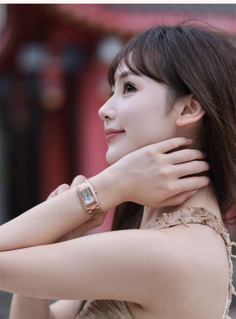 Classic square waterproof stainless steel material women's quartz watch