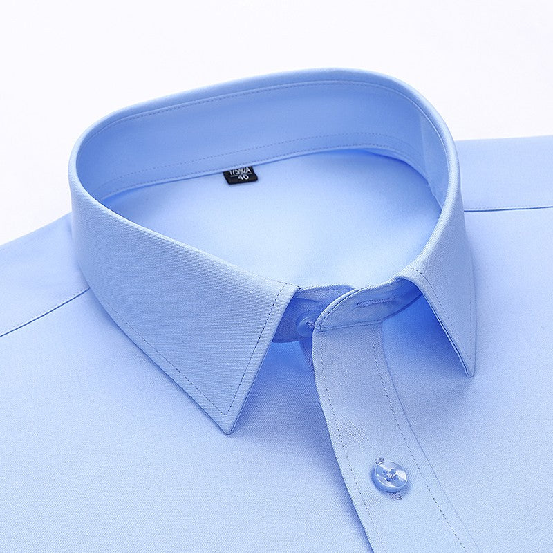 Plus Size 8XL 7XL 6XL 5XL Mens Business Shirts Spring Long Sleeve Bamboo Fiber Solid Free Care Soft Formal Interview Blue Clothe