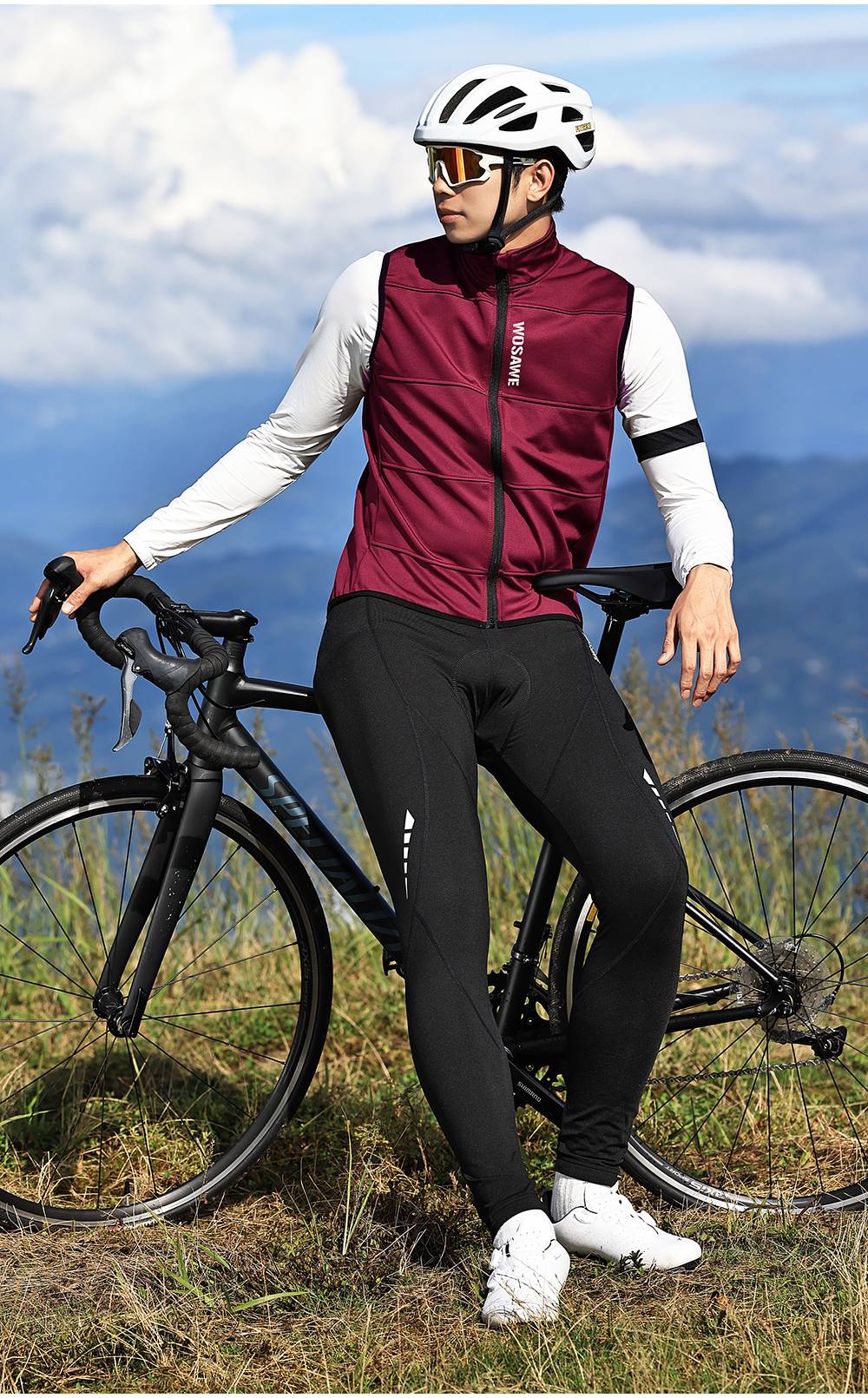 WOSAWE Conjunto de Ciclismo Colete Calças de Inverno Primavera Sem Mangas Roupas de Bicicleta MTB Quentes Jaquetas Térmicas de Ciclismo com Forro de Lã