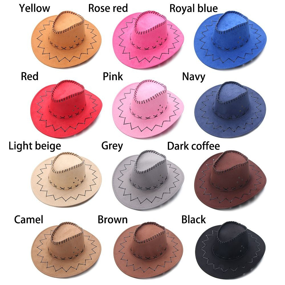 Acessórios Chapéu de Cowboy de Camurça de Aba Larga Estilo Ocidental Panamá Jazz Chapéu Fedora de Feltro