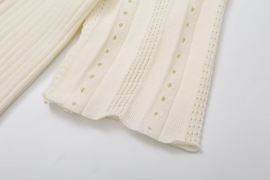 Elegant Knit Dress For Women White Slim O-neck Single Breasted Short Sleeve Long
