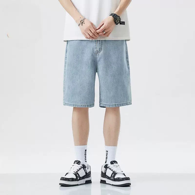 Summer men's seven inch jeans fashion design men's jeans slim fit straight leg short jeans casual loose wide leg denim shorts