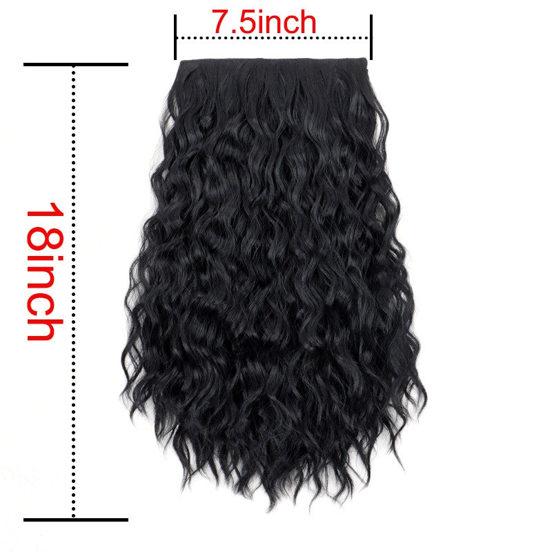 Extensão de Cabelo Sintética de 18 Polegadas, Uma Peça, 6 Clipes, Curta, Ondulada, Encaracolada, com Clipe, Invisível, Volumosa, Preta/Castanha, para Mulheres