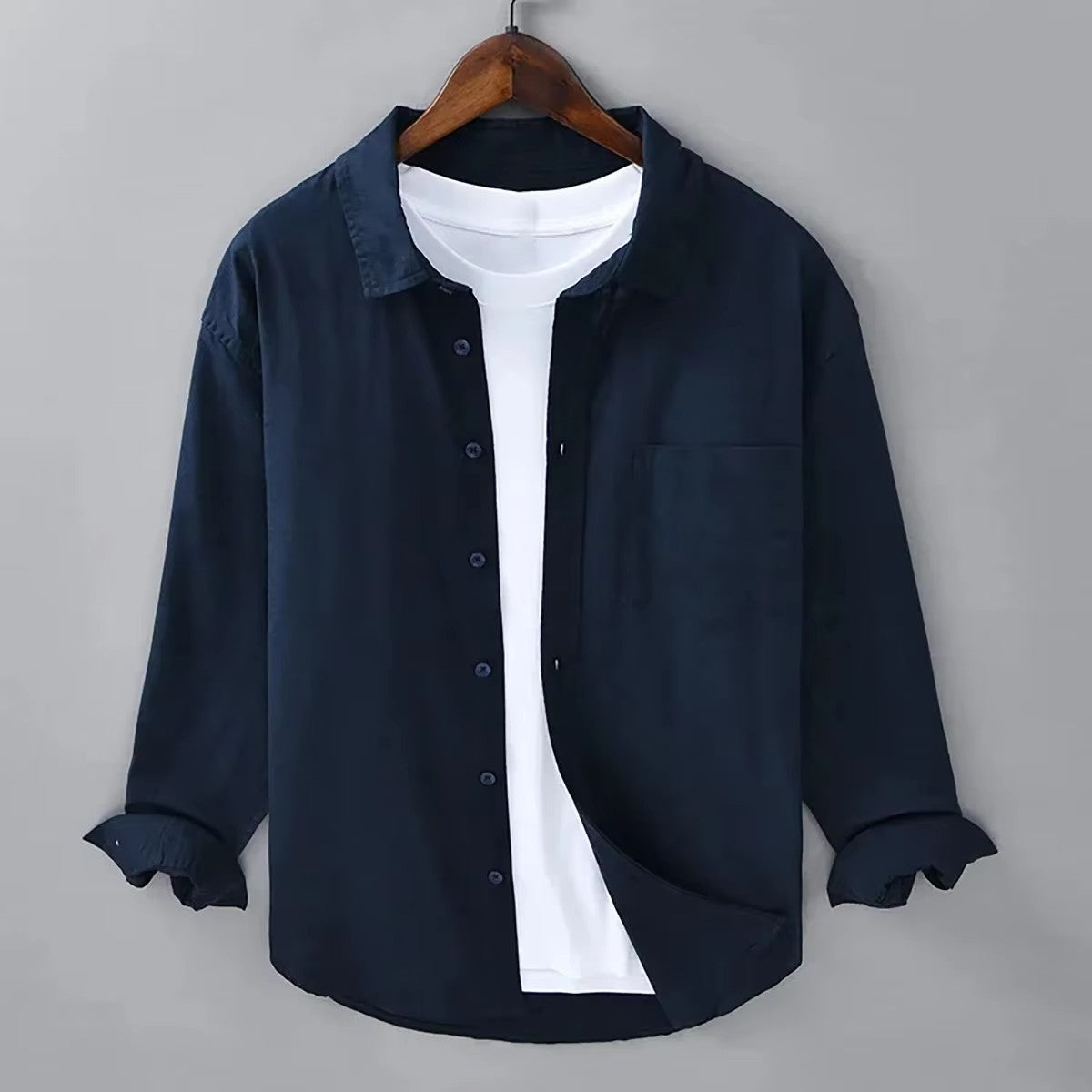 2025 Men's Linen Shirt 100% Slim Fit Comfortable Street Outdoor Beach Simple White Black Blue Plus Size XS-6XL Fast Shipping