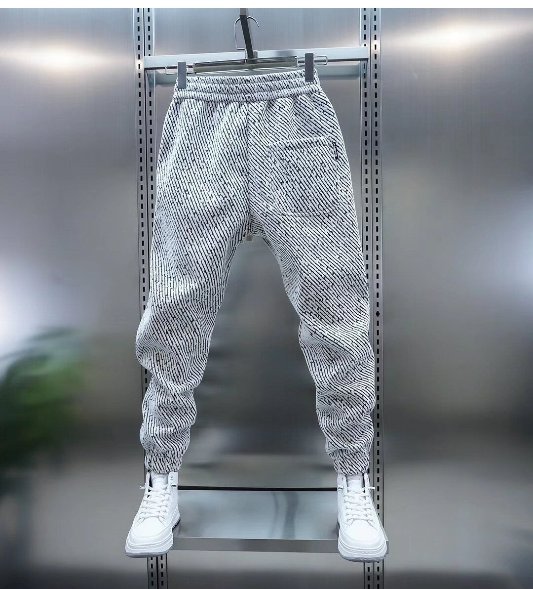 Spring And Autumn Men Harem Pants Zebra Striped Trousers Sport Clothing Cargo Sweatpants Brushed Loose Waist Versatile Pants