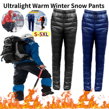 S-5XL Down Pants Ultralight Warm Winter Snow Pants with Pocket Windproof Waterproof Camping Home Mountain Skiing Unisex