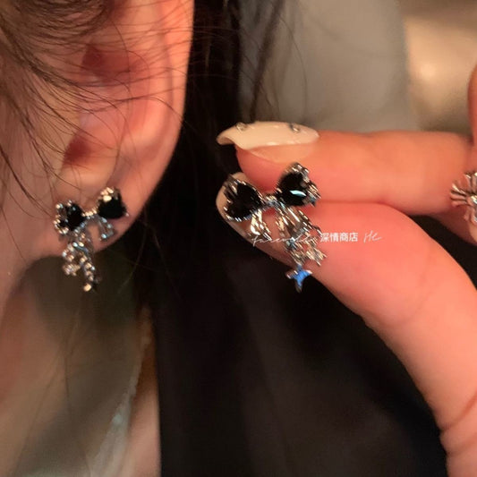 Fashion Fairy Pink Crystal Bow Knot Pendant Necklaces Y2K Girls Sweet Rhinestone Heart Clavicle Chain Women Jewelry Gifts