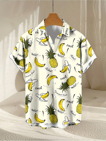 Fruit 3D Printed Fashion Men's Shirt Lemon Banana 3D Printed Summer Short Sleeve Hawaiian Shirt Beach Holiday Cool Casual Tops