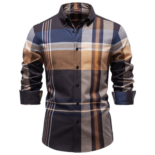 AIOPESON Men's Classic Plaid Shirt 100% Cotton Long Sleeve Autumn Winter Thicken Office Formal Business Executive Shirts