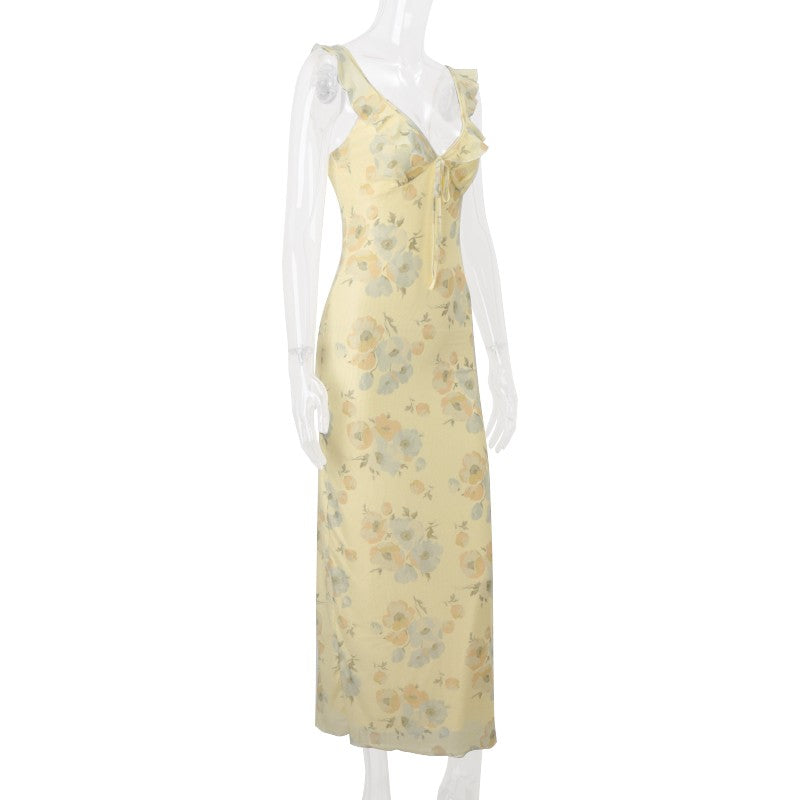WhereMery Fashion Women Floral Printed Maxi Dresses Sexy Lady Off Shoulder Backl