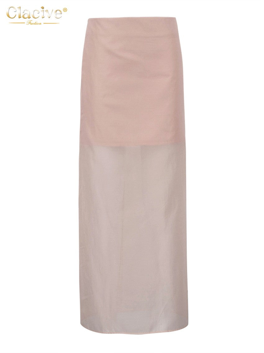 Clacive Fashion Loose Balck Women Skirt Casual High Waist Ankle Length Skirts El