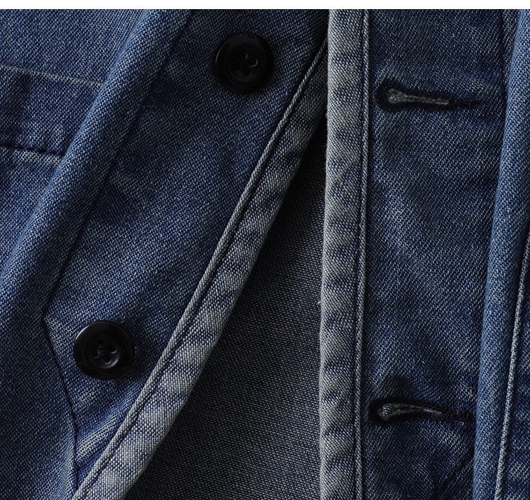 Amekaji Japan Retro Heavy Washing Workwear Clothes 100% Cotton Denim Jacket Men's Trendy Cardigan Top Taoist Robe Men's Jacket
