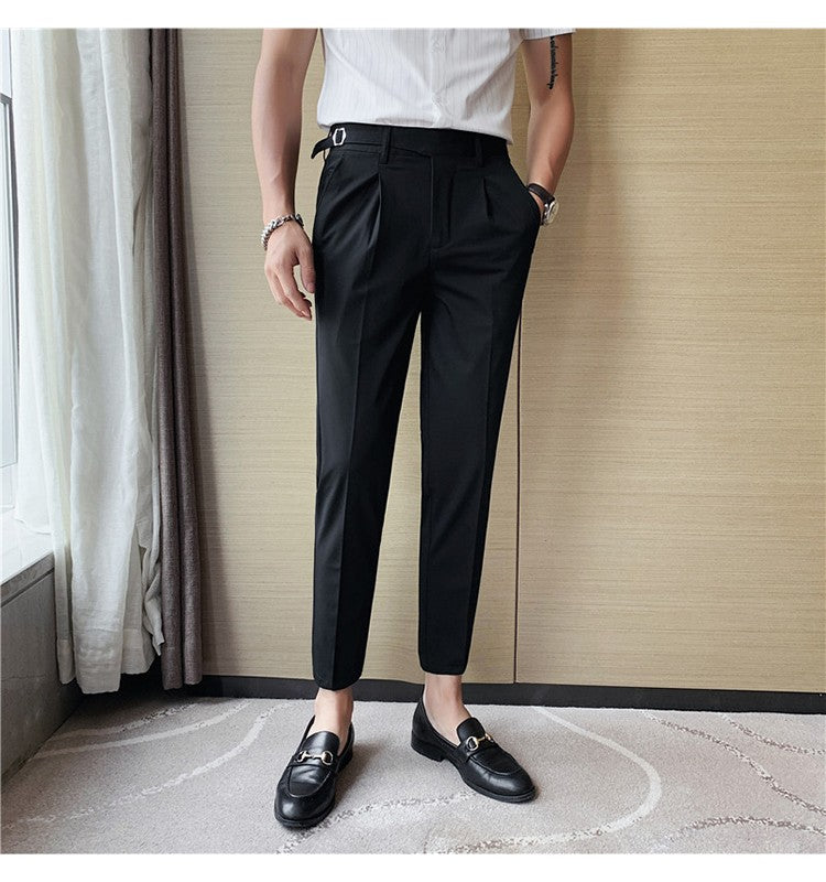 High Quality Elasticity Suit Pants Men Formal Business Office Social Dress Pants Slim Fit Casual Wedding Ankle Trousers Pantalon