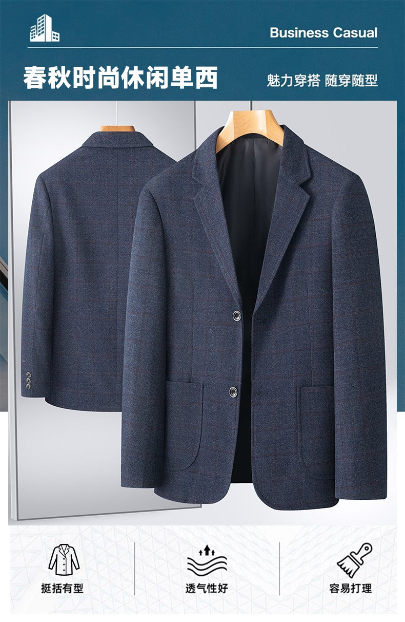 New Men's Blazer Fashion Middle-aged Business Casual Professional Wear Casual Loose British Style Sub-trend Four Seasons Suit