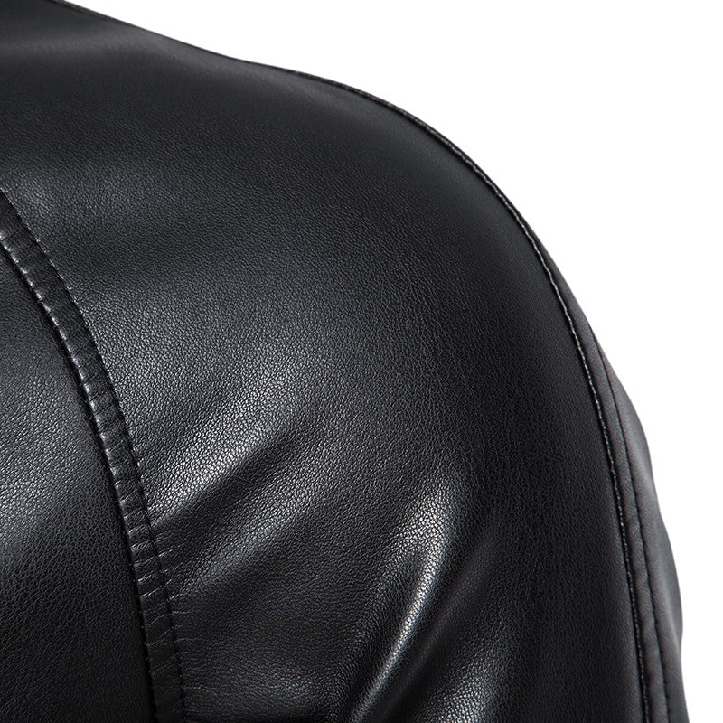 2024 Leather Men's New Trend Fashion Spring And Autumn Stand Collar Comfortable Slim Leather Jacket Handsome Youth Coat