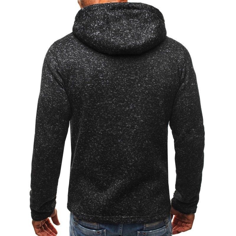 Men's Hoodie with Side Zipper Pockets Thin Wool Solid Color Casual Outdoor Hooded Tracksuit Long Sleeves Slim Hooded Jacket