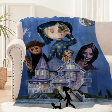 Cartoon C-Coraline Movie Blanket Plush Nap Sofa rug for Living Room Warm Office Bedroom Birthday Home Travel Kid Gifts