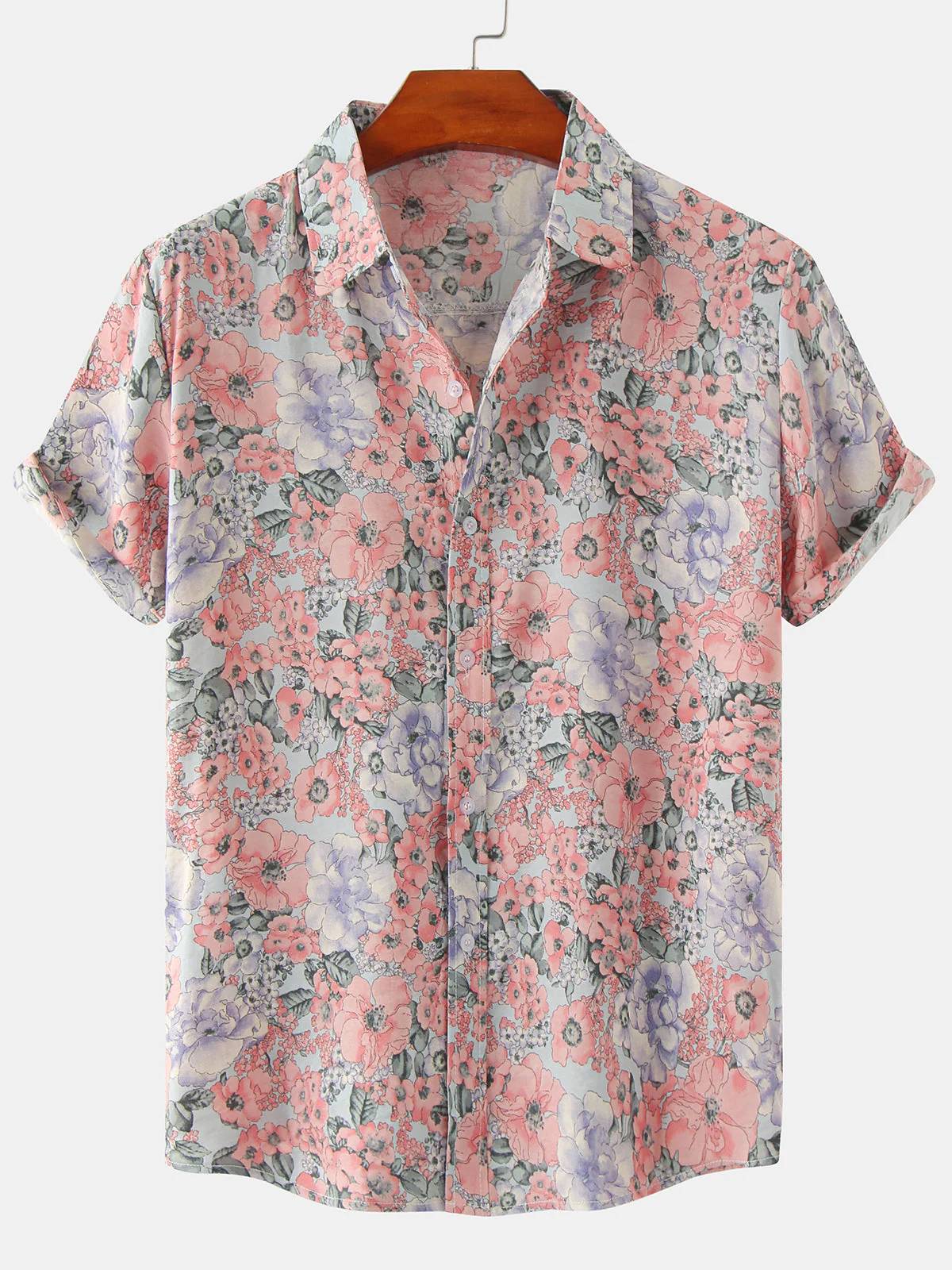 Mens Striped Casual Holiday Short Sleeve Orange Summer Button Down Shirt Hawaiian Shirt Summer Spring Lapel Button Down