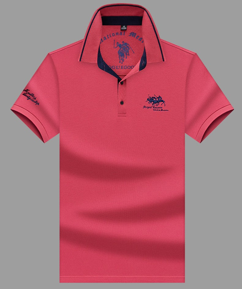 Summer New Embroidered Cotton Short Sleeved Polo Shirt for Men's Fashion, Casual, Comfortable, and Breathable T-shirt Top
