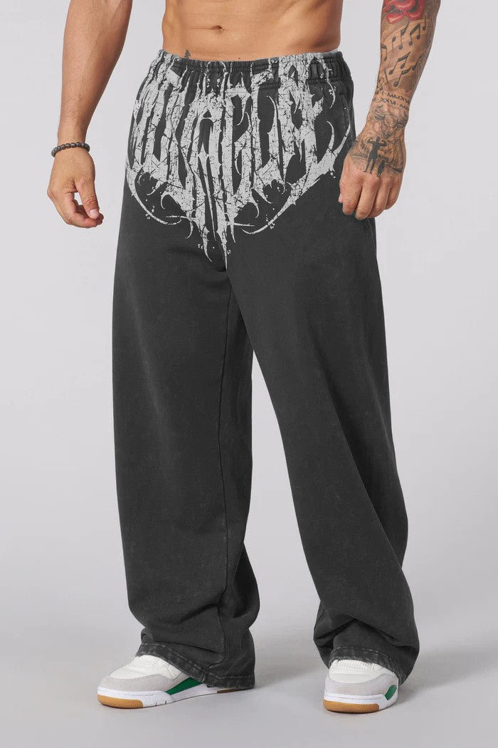 2025 YOUNGLA New American-style men's sports pants jogging muscle fitness casual pants loose straight-leg pants