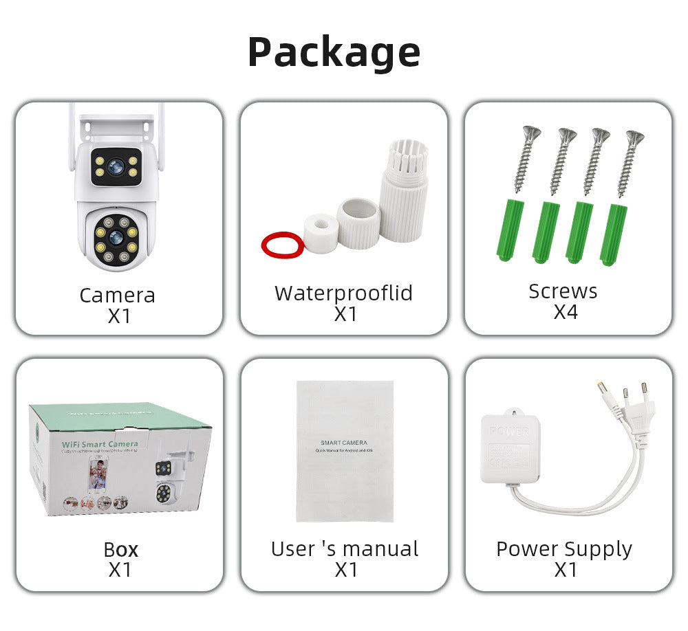 4K 8MP HD Wifi PTZ Camera Outdoor 6MP Dual Lens Dual Screen AI Auto Tracking IP Camera CCTV Audio Video Surveillance P2P iCSee