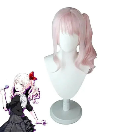 QQXCAIW Anime Project SEKAI COLORFUL STAGE! Akiyama Mizuki Cosplay Wig Long Curly Heat Resistant Synthetic Hair Wigs Halloween