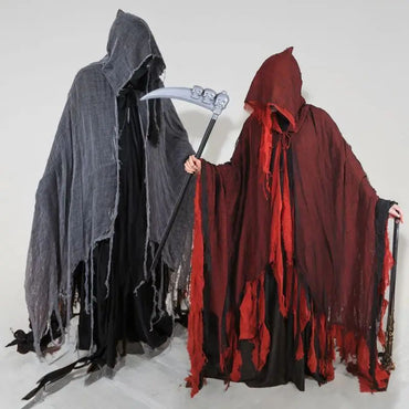 Scary Halloween Hooded Cloak Medieval Renaissance Wizard Cloak Horror Grim Reaper Cosplay Cape Costume for Men Women