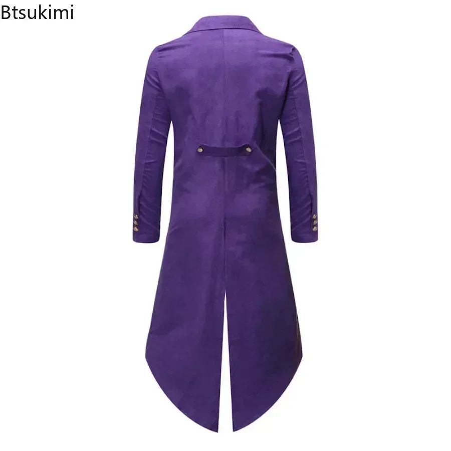 New 2025 Vintage Gothic Steampunk Tailcoat Men Slim Fit Long Sleeve Blazers Male Fashion Party Banquet Halloween Cosplay Costume