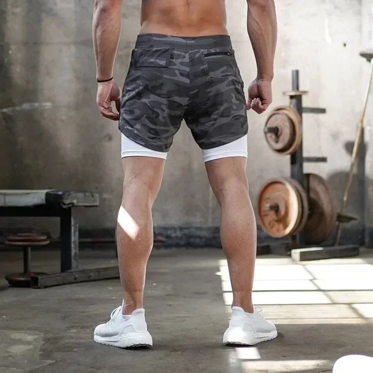 Anime Berserk 2 in 1 Gym Shorts for Men Active Athletic Compression Shorts 5 Inch Quick Dry Stretchy Training Fitness Workout
