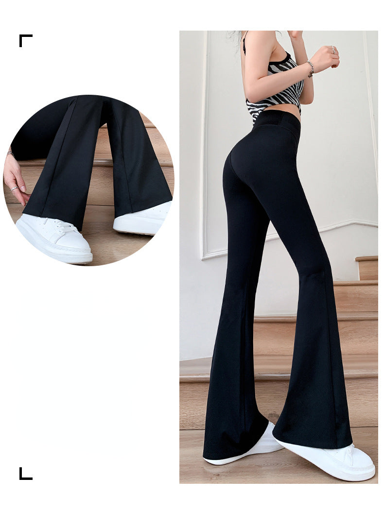 Women Flare Pants Slim High Waist Solid Sexy Shark Flare Pants Fashion Casual St
