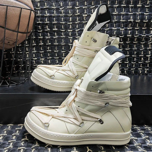 Owees Design High Top Sneakers Platform Corss Tied Men's Casual Boot Shoes Women Sneakers Designer Flats Ankle Botas Size