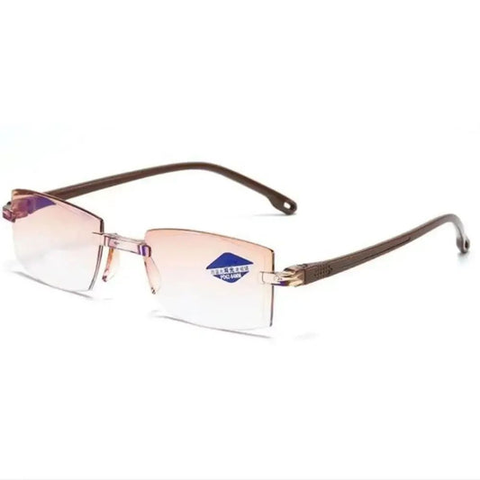 2024 Bifocal Progressive Reading Glasses Diamond-cut Men Blue Light Blocking Multifocal Eyewear Ultralight Rimless Eyeglasses