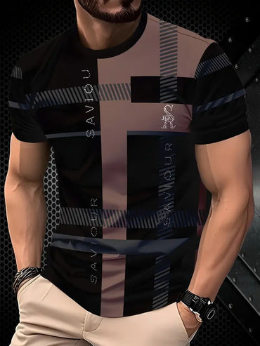 Classic Men's T-shirt Graphic Print Outdoor Casual Round Neck Short Sleeve Top Street Fashion T Shirt Male Oversized Clothing