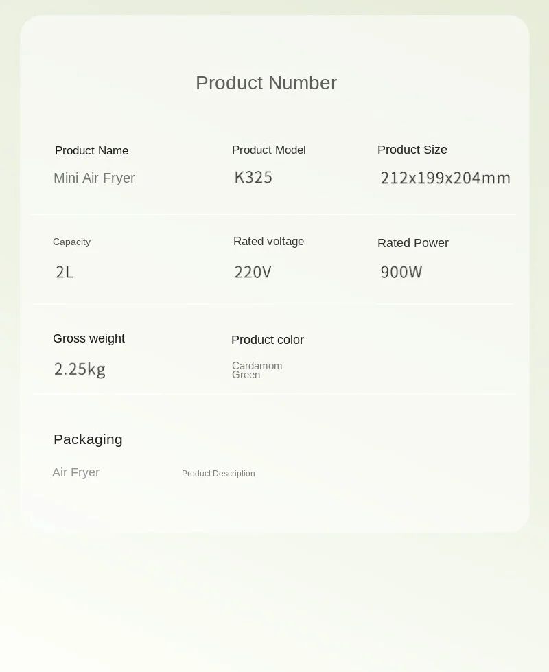 Pandajojo mini air fryer 2L home dormitory low-power oven fully automatic oil-free electric frying in one air fryers air fryer