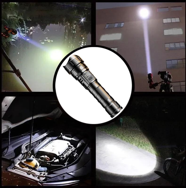 USB Rechargeable High Power LED Flashlight Super Bright Torch, Portable Hand Light for Camping, Hiking Emergency Survival