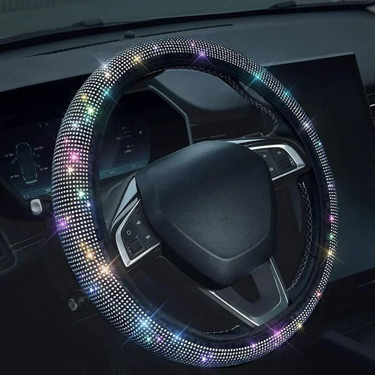 37/38cm Car Steering Wheel Cover Universal Bling Diamond Rhinestones Elasticity Interior Car Accessories for Four Seasons