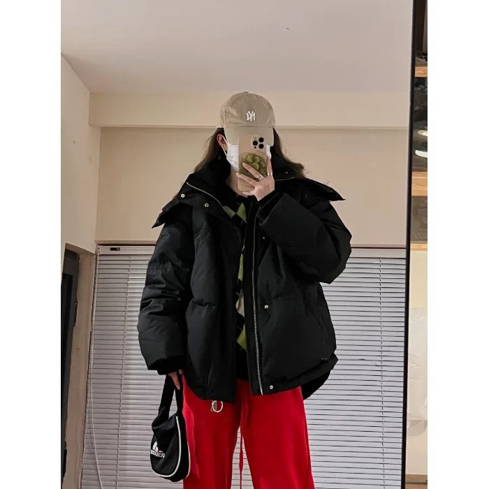 Winter Grey Heart Shaped Short down Cotton Jacket Men Women Couple Bread Style Outerwear Unique Design Sensation Coat