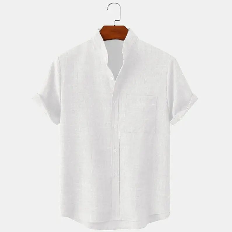 FEGKZLI Men's Fashion Short Sleeve 100% Cotton Linen Shirt Casual Oversized Loose Beach Shirts