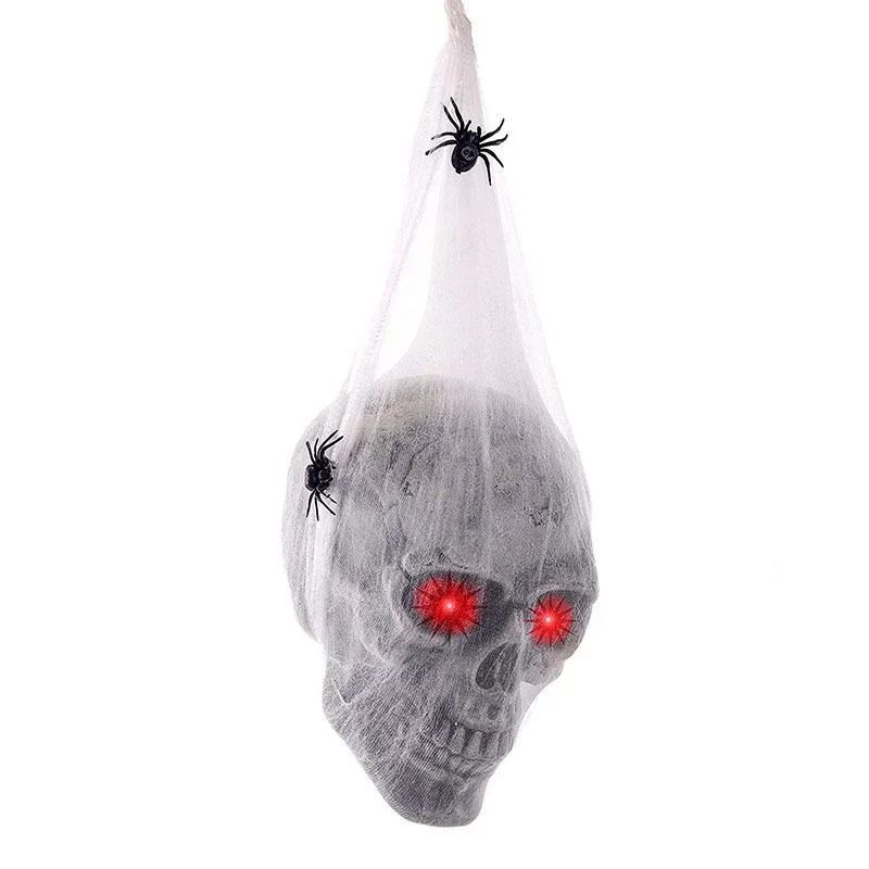 Decoração de Dia das Bruxas com Aranha Que Brilha e Controla o Som, Crânio de Algodão, Propriedade Assustadora, Casa Assombrada, Sala Secreta, Decoração de Pátio