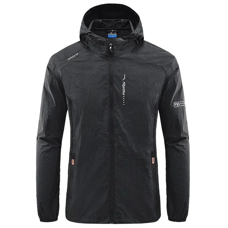 Men's UPF 50+ UV Protection Windbreaker Quick Dry Jacket Outdoor Sun-Protective Thin Hiking Fishing Cycling Hooded Sport Light
