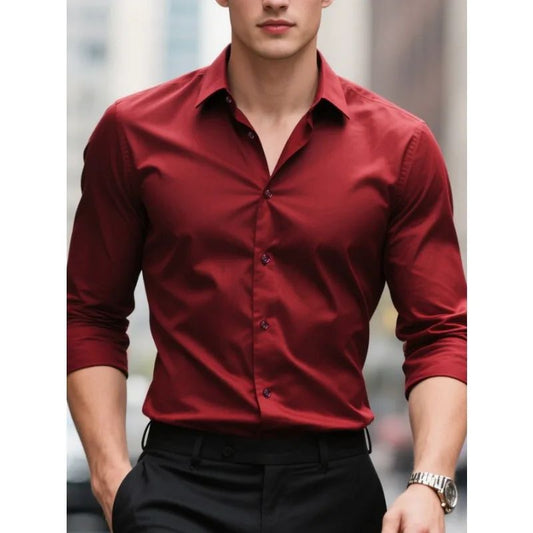 Bolubao New Men Shirts Fashion Quality Long Sleeve Casual Solid Color Elastic Four Season Male Business Shirt