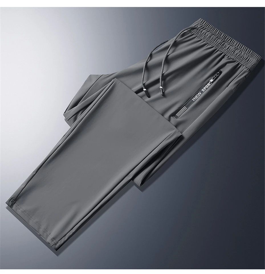 Summer Cool Pants Men 8XL Plus Szie Sweatpants Fashion Casual Stretch Pants Male Big Size 7XL 8XL Summer Trousers Black Grey