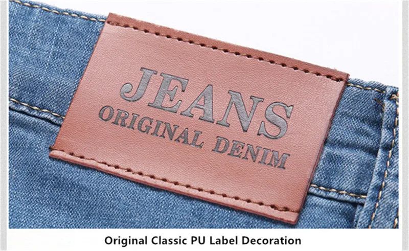 Summer Shorts Calf Length Trousers Plus Size 48 42 Men Denim Elastic Stretched Thin Jean Oversized Classic Straight Streetwear