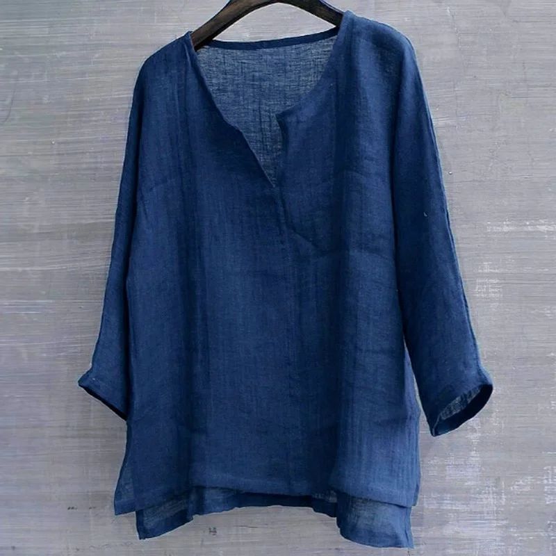 8 Colors!2023 New Linen Shirt Men Brief Breathable Comfy Solid Color Long Sleeve Loose Harajuku Casual Blouse Hawaiian Shirts